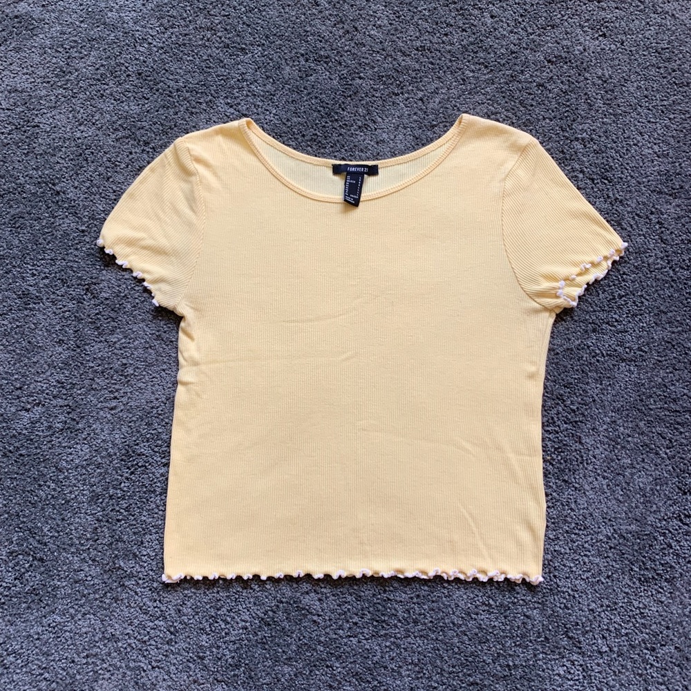 large yellow Forever 21 trimmed top.